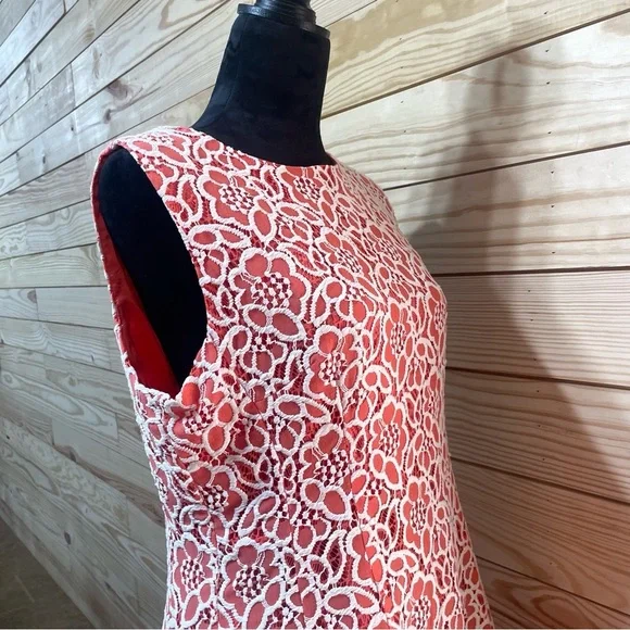 NWT Eva Mendes New York & Co Sleeveless Dress Orange White Lace Plus 16 - Picture 3 of 6